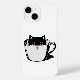 Black kitten with red nose hiding in a cup Case-Mate iPhone 14 case