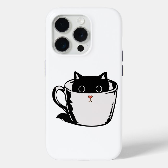 Black kitten with red nose hiding in a cup Case-Mate iPhone case (Back)