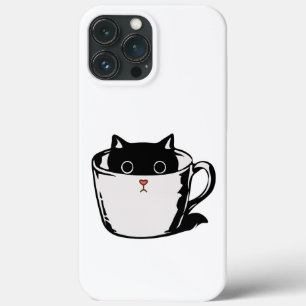 Black kitten with red nose hiding in a cup iPhone 13 pro max case