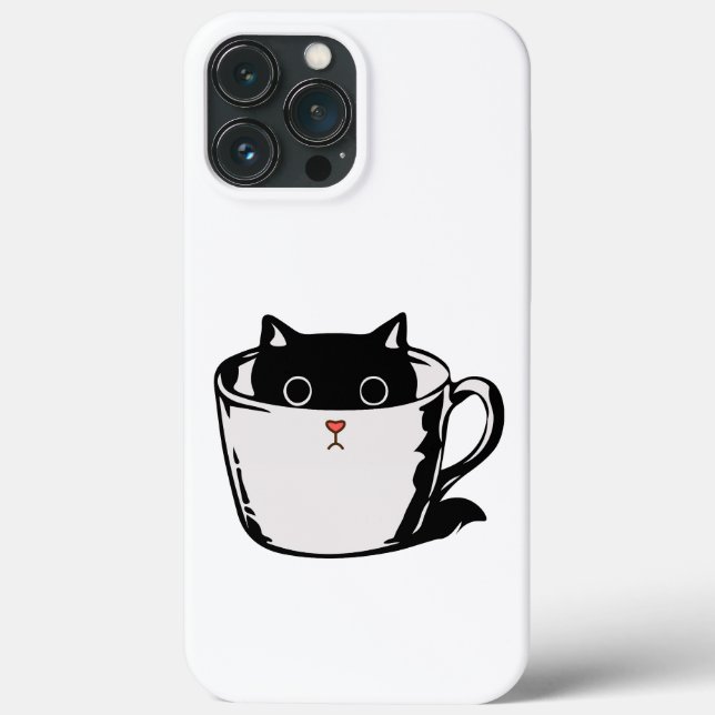 Black kitten with red nose hiding in a cup Case-Mate iPhone case (Back)