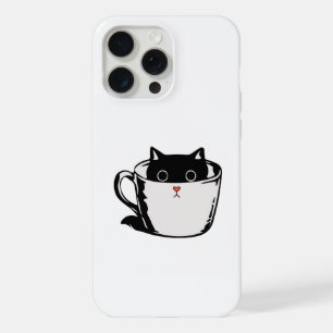 Black kitten with red nose hiding in a cup iPhone 15 pro max case