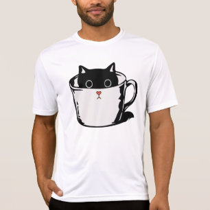 Black kitten with red nose hiding in a cup T-Shirt