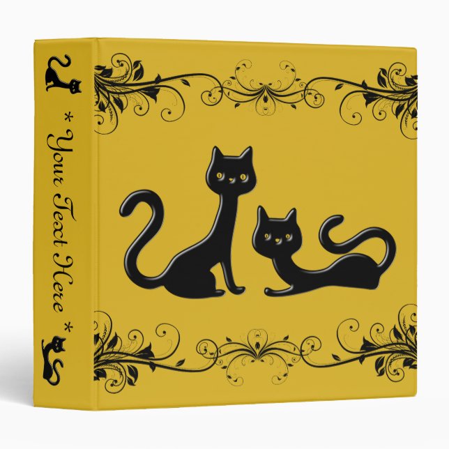 Black Kittens Cartoon II Binder (Front/Spine)