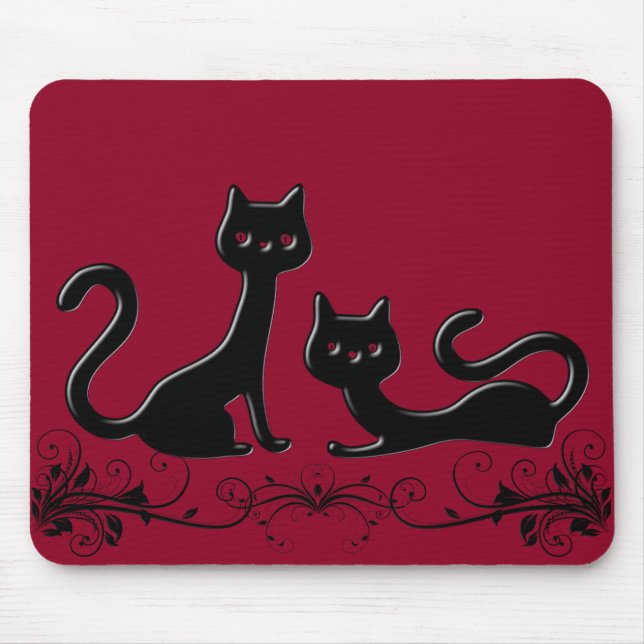 Black Kittens Cartoon VII Mousepad (Front)