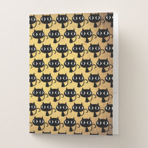Black kittens pattern pocket folder