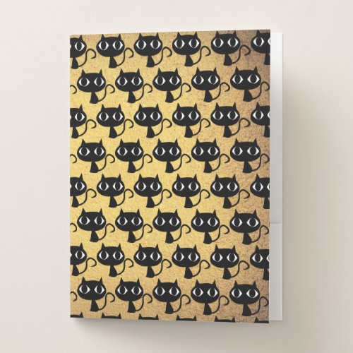 Black kittens pattern pocket folder