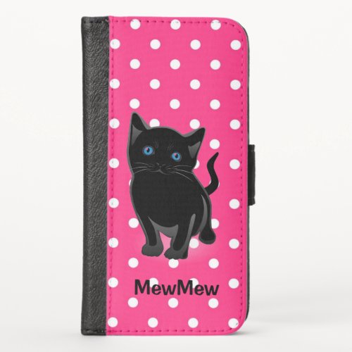 Black Kitty and Polka Dots iPhone Wallet Case