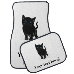 Black kitty cartoon car mat