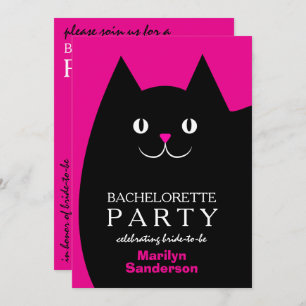 Black Kitty Cat Bachelorette Invitation