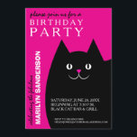 Black Kitty Cat Birthday Party Invitation<br><div class="desc">Cute and easy to customize black kitty cat birthday party invitations.</div>