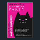 Black Kitty Cat Birthday Party Invitation<br><div class="desc">Cute and easy to customize black kitty cat birthday party invitations.</div>