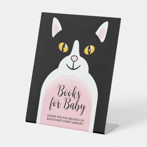 Black Kitty Cat Books for Baby Pet Lover Pedestal Sign