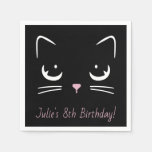 Black Kitty Cat Face Paper Napkin