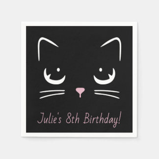 Black Kitty Cat Face Paper Napkin