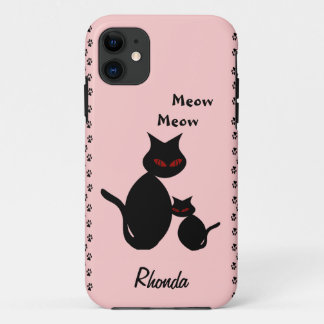 Black Kitty Cat Family Personal iPhone 11 Case