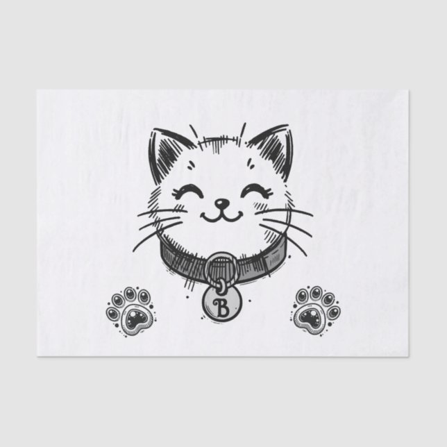 Black Kitty Cat Kitten Birthday Party  Tissue Paper (Front)