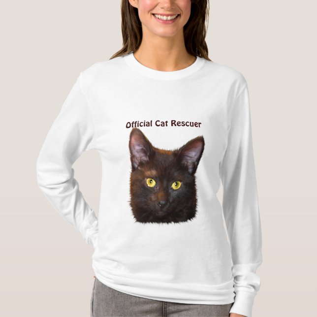 Black Kitty Cat-lover Pet Rescue Design T-Shirt (Front)