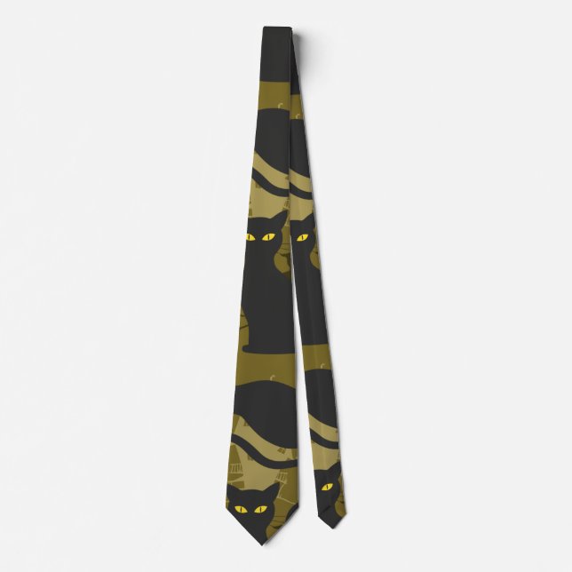 Black Kitty Cat Metallizer Factory Deco  Neck Tie (Front)