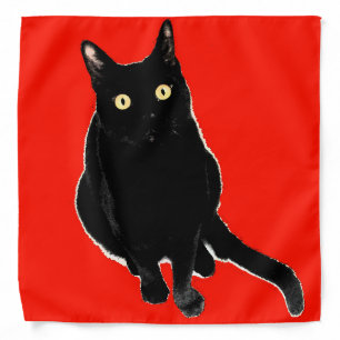 Black Kitty Cat Red Bandana