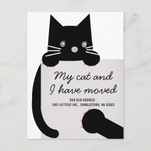 Black Kitty Cat White Moving Announcement Postcard