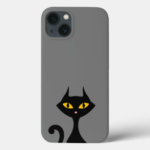 Black Kitty Cat with Grey Background iPhone 13 Case
