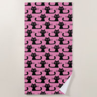 Black Kitty Cats Pattern Pink | Fun Animal Lover's
