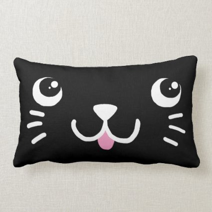 Black Kitty Face Lumbar Pillow