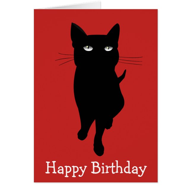 Black kitty gothic birthday cat cards (Front)
