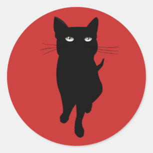 Black kitty gothic cat classic round sticker