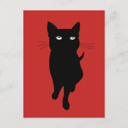 Black kitty gothic cat postcard