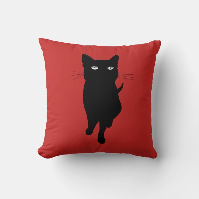 Black kitty gothic cat throw pillow (Front)