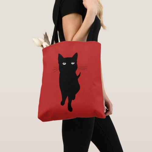 Black kitty gothic cat tote bag