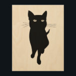 Black kitty gothic cat wood wall art<br><div class="desc">A black kitty cat,  pitch black image of a cute kitty feline cat. Gothic style with customisable background color. For cat lovers.</div>