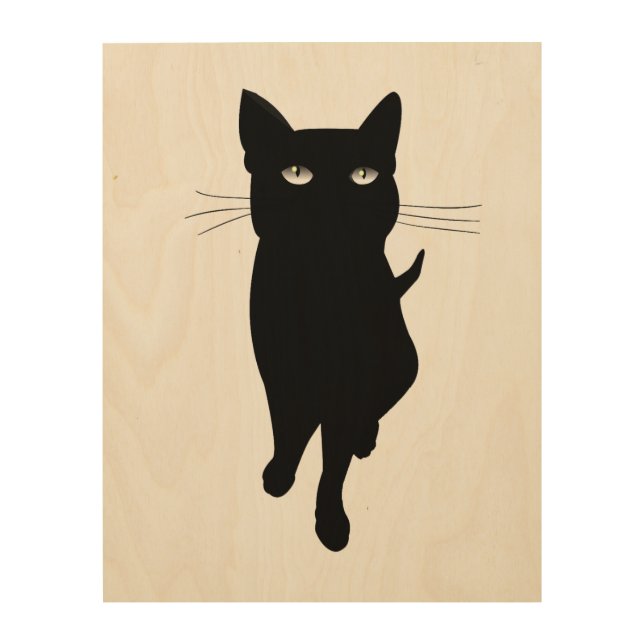 Black kitty gothic cat wood wall art (Front)