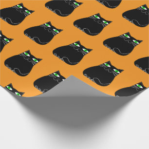 Black Kitty Green Eyes Custom Wrapping Paper