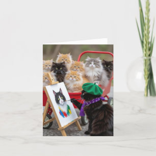 Black Kitty Painting Portraits Letterpress Thank You Card
