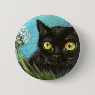 Black kitty pinback button
