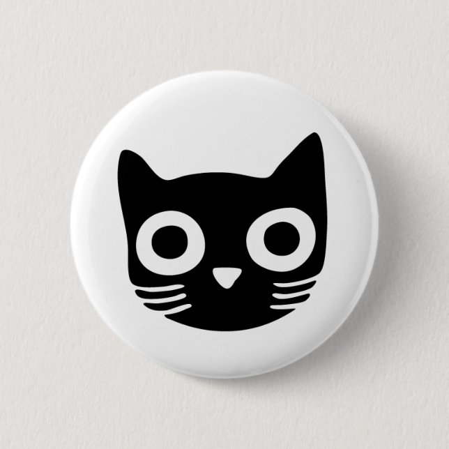 Black Kitty Pinback Button (Front)