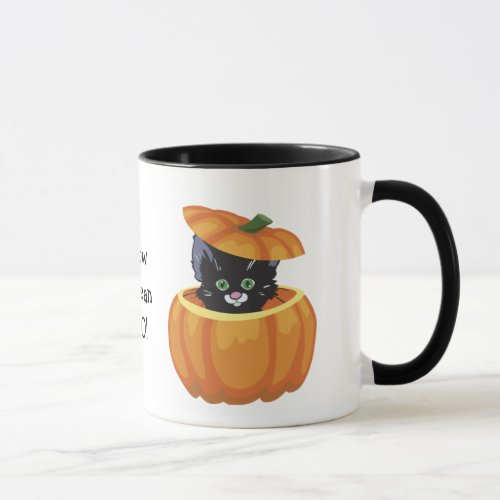 Black Kitty Pumpkin Halloween Mug