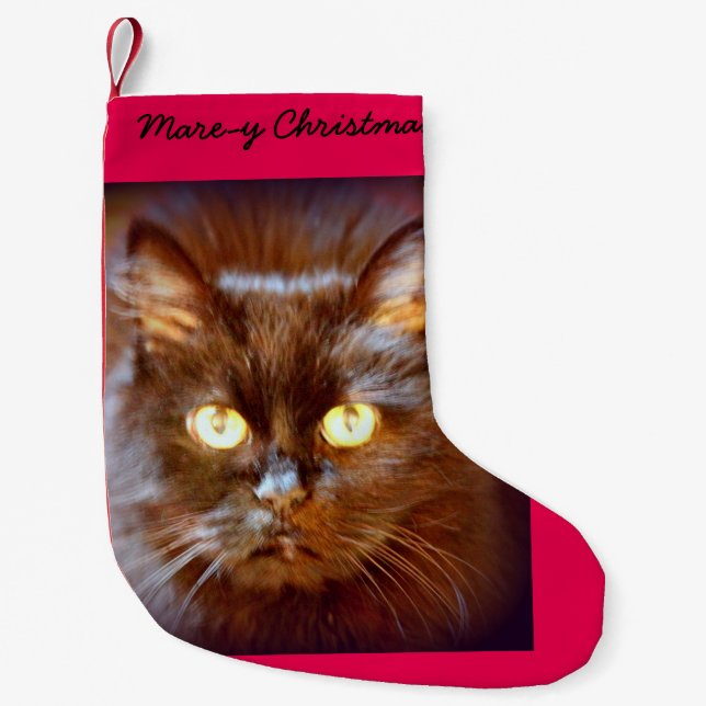 Black kittycat small christmas stocking (Front)