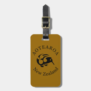 Black KIWI with Koru Luggage Tag