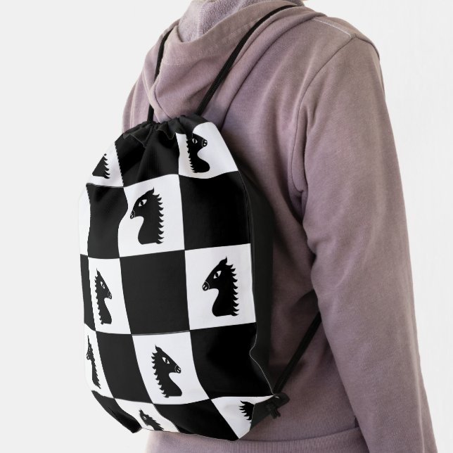 Black Knight Chess Game  Drawstring Bag (Insitu)