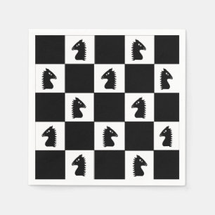 Black Knight Chess Game Napkins