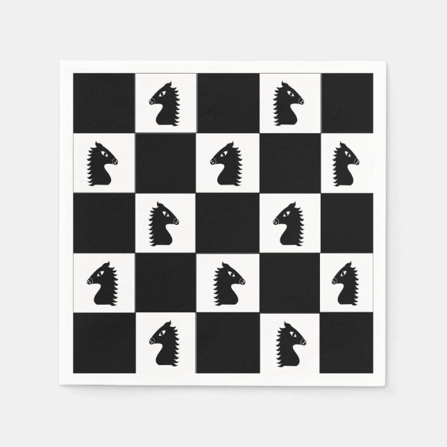 Black Knight Chess Game  Napkins (Front)