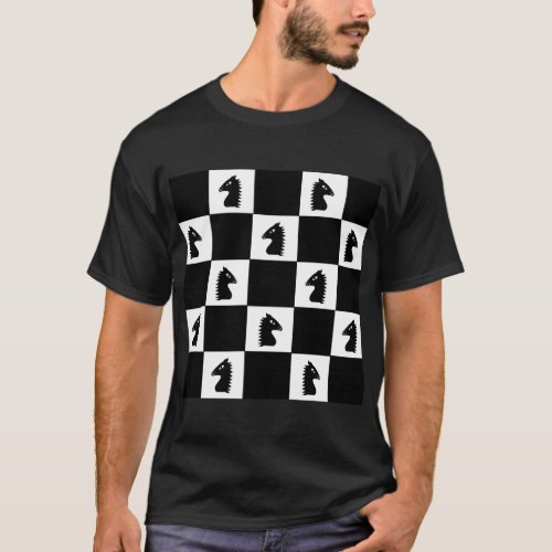 Black Knight Chess Game  T_Shirt