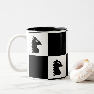 Black Knight Chess Game  Two-Tone Coffee Mug