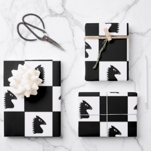 Black Knight Chess Game  Wrapping Paper Sheets