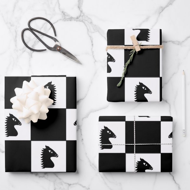 Black Knight Chess Game  Wrapping Paper Sheets (Front)