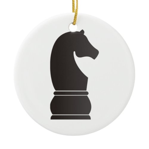 Black knight chess piece ceramic ornament