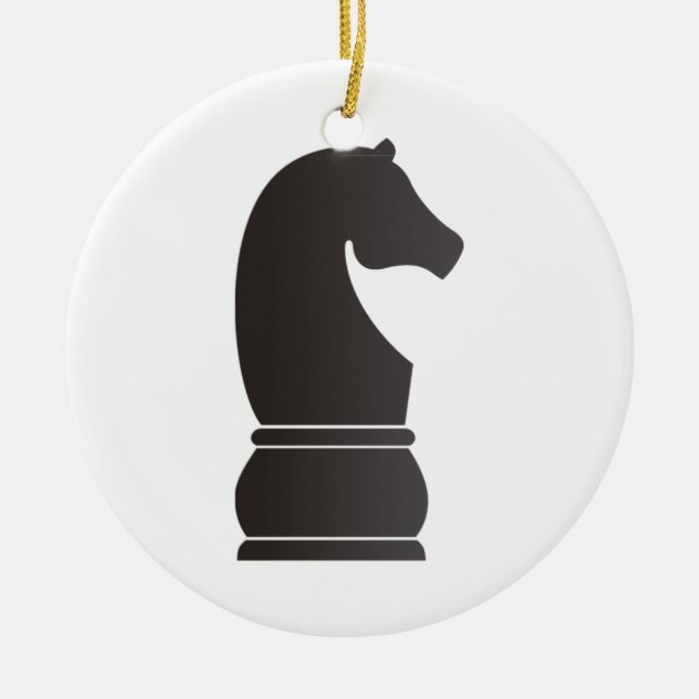 Black knight chess piece ceramic ornament (Front)